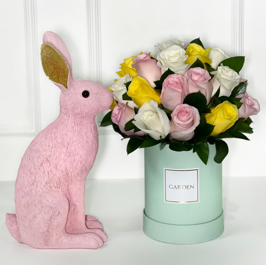 BOX DOROTHY CLASSIC LIGHT GREEN COM COELHO DECORATIVO PINK TAMANHO M